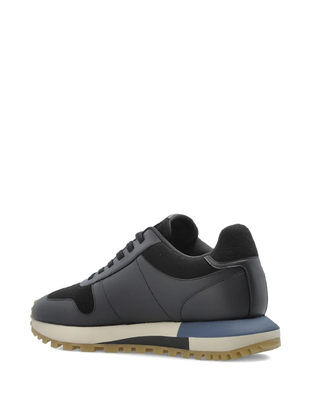Emporio Armani leather panelled sneakers Blue