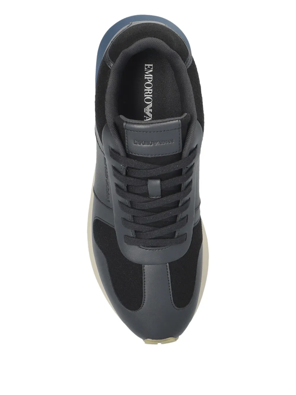Emporio Armani leather panelled sneakers Blue