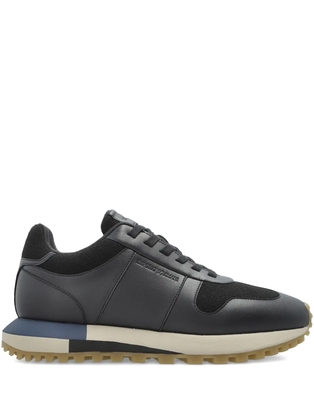 Emporio Armani leather panelled sneakers Blue