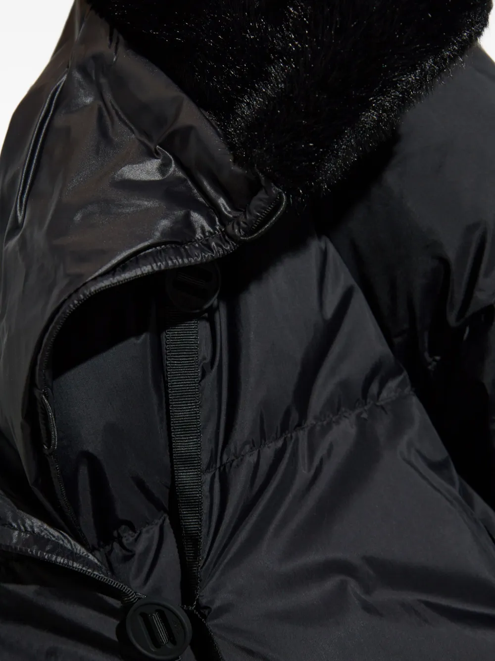 Emporio Armani Quilted Fur-trimmed Coat In Black