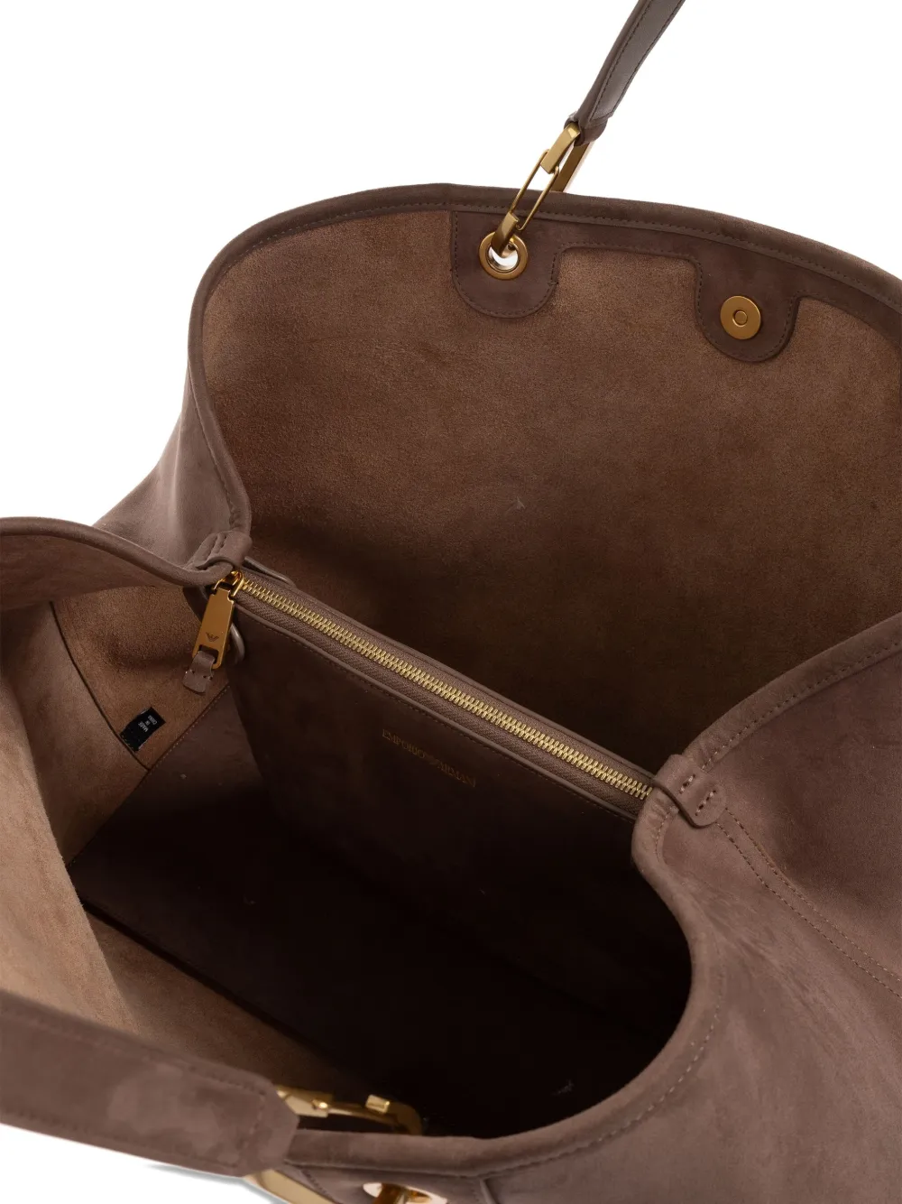 Emporio Armani Xl Shopping With Chain Suede In Brown