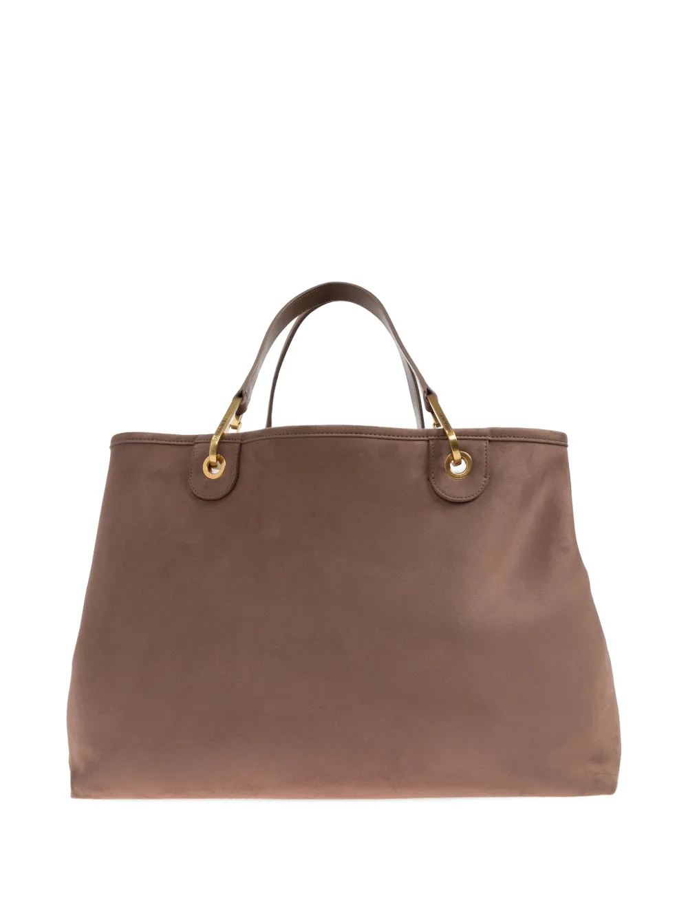 Emporio Armani Xl Shopping With Chain Suede In Brown