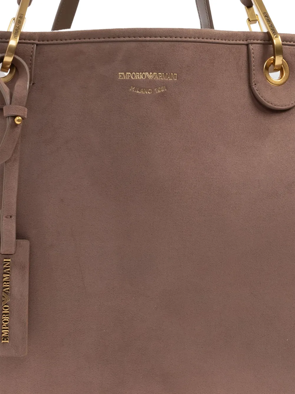 Emporio Armani Xl Shopping With Chain Suede In Brown