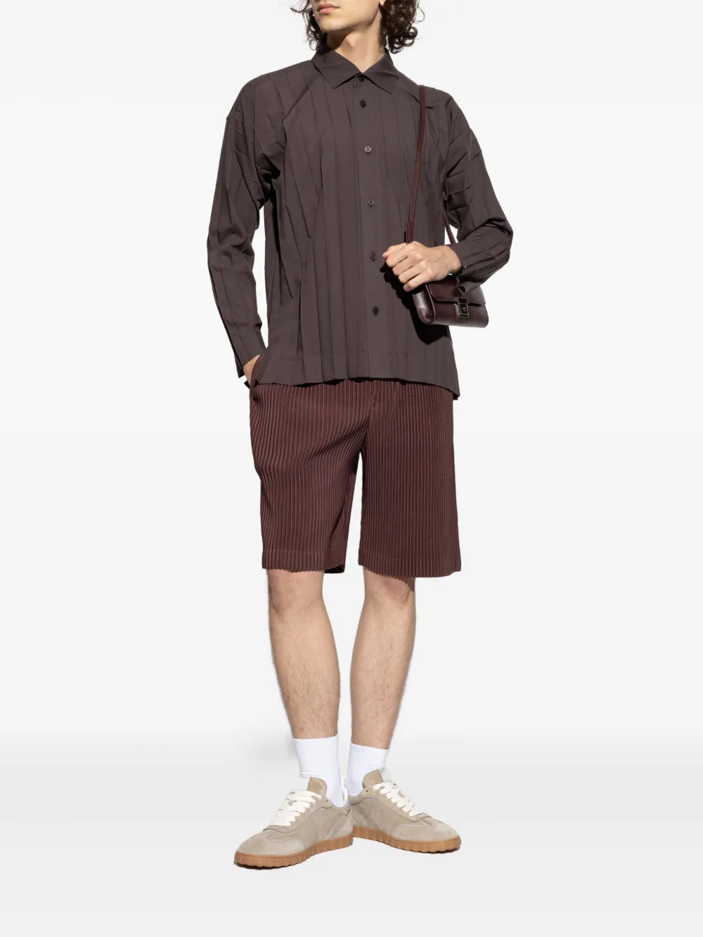 Homme Plissé Issey Miyake Edge pleated long-sleeve shirt - Bruin