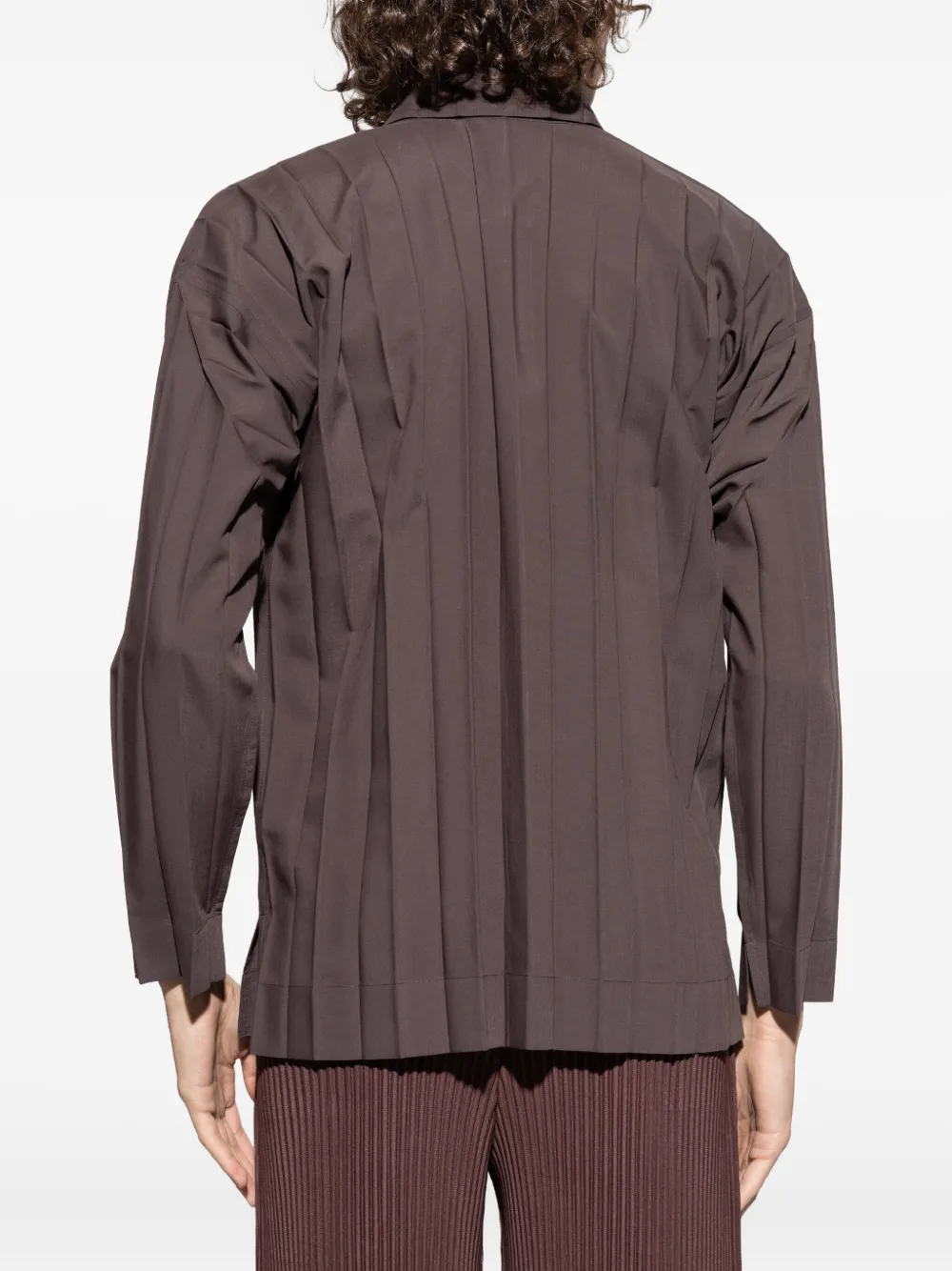 Homme Plissé Issey Miyake Edge geplooid overhemd met lange mouwen Bruin