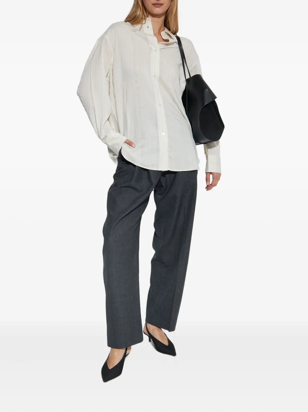 Studio Nicholson pleated tapered wool trousers - Grijs