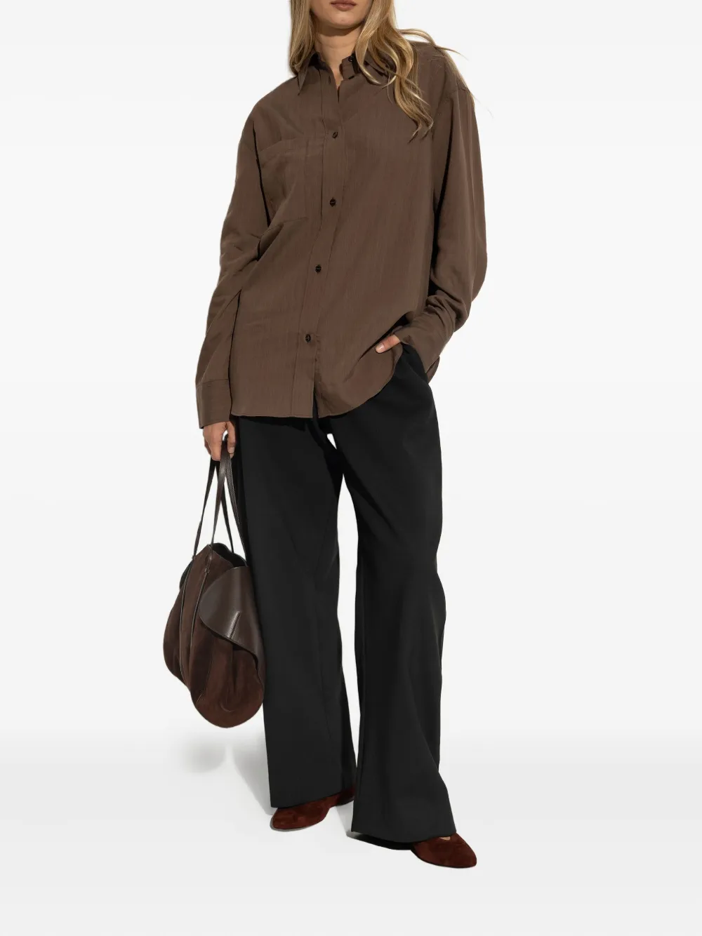 Neous Suede Pointed-toe Flats In Brown