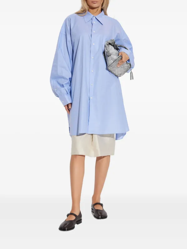 Maison Margiela balloon-sleeve Cotton Shirt | Blue | FARFETCH JO