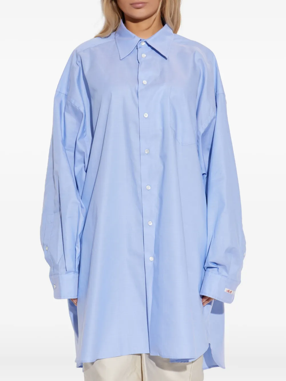 Maison Margiela Balloon-sleeve Cotton Shirt In Blue