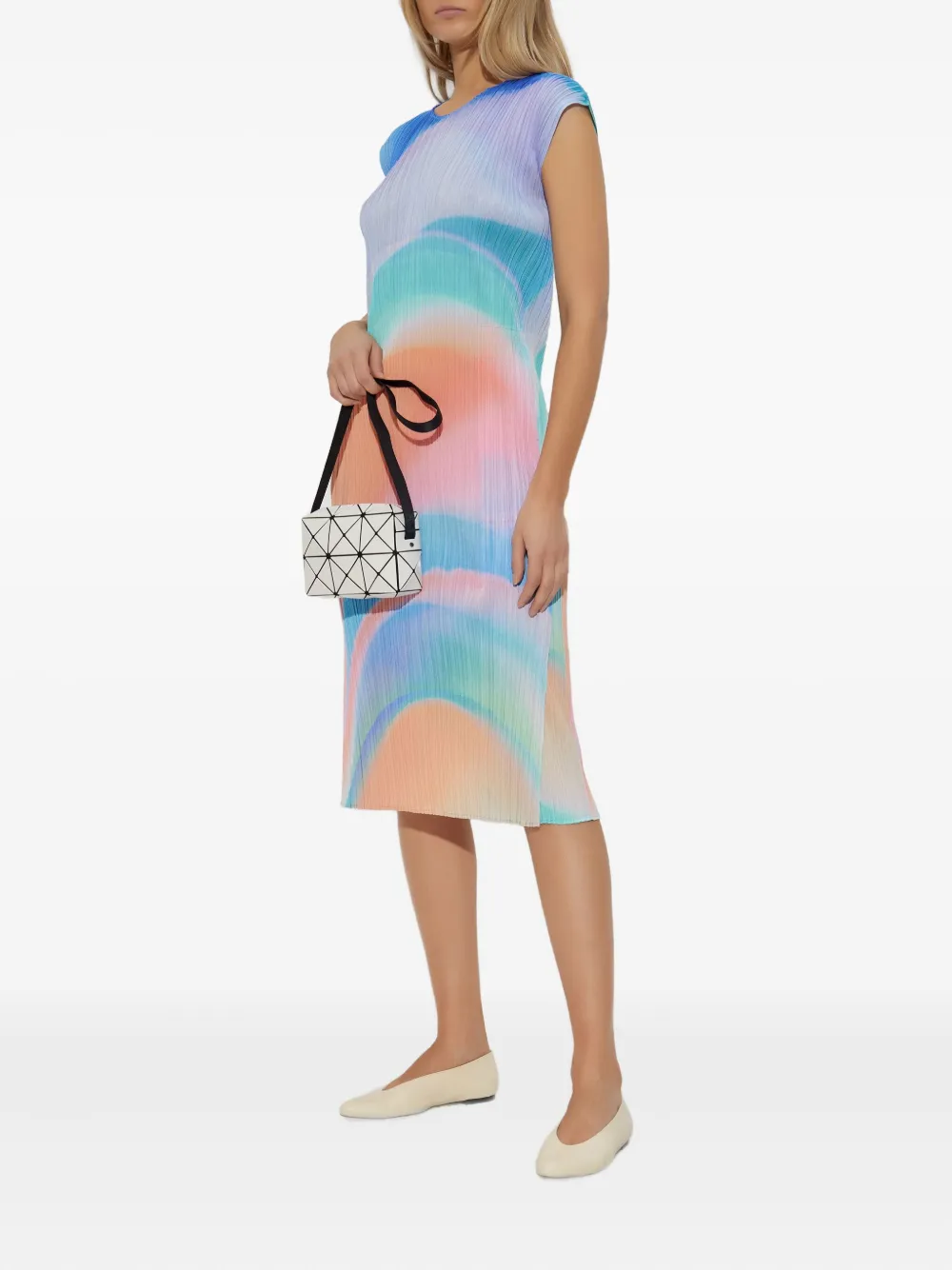 Pleats Please Issey Miyake Geplooide jurk met colourblocking - Blauw