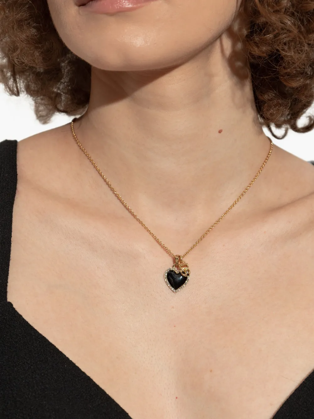 Dolce & Gabbana heart-pendant necklace - Zwart
