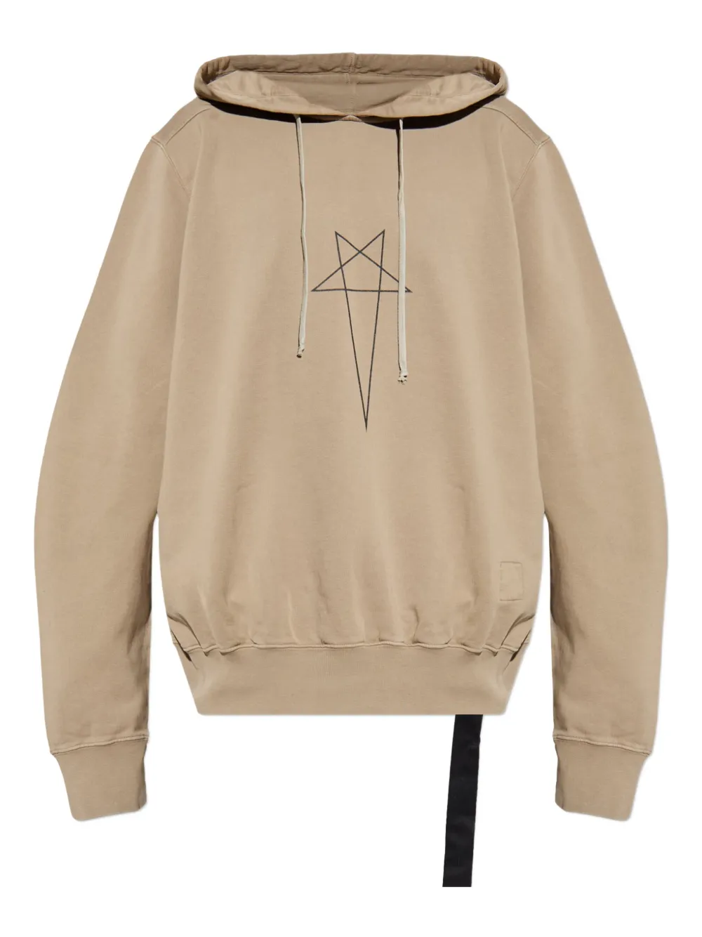 Rick Owens Drkshdw Star-embroidered Drawstring Hoodie In Brown