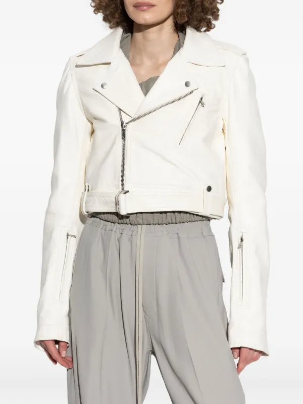 Rick Owens Belted Asymmetrical zip-up Jacket | White | FARFETCH JO