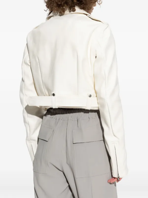 Rick Owens Belted Asymmetrical zip-up Jacket | White | FARFETCH JO