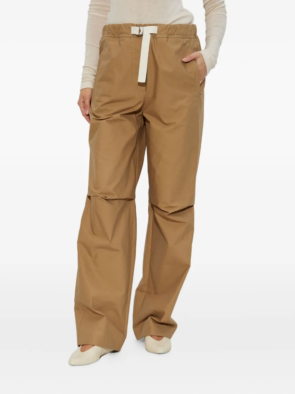 Jil Sander Drawstring Pocket Trousers In Brown