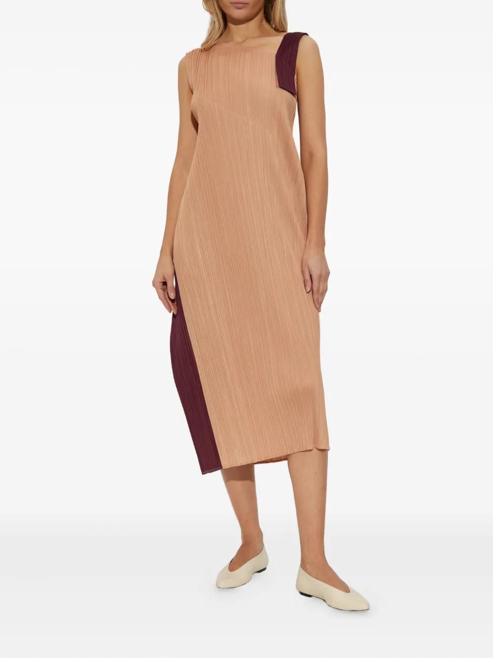 Pleats Please Issey Miyake pleated asymmetric dress - Oranje