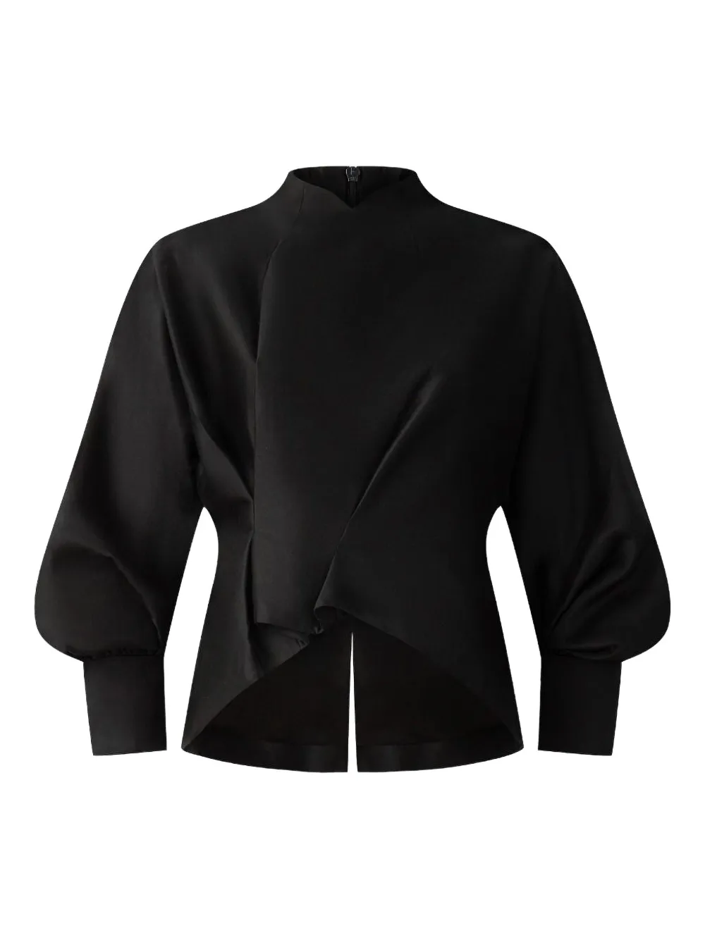 Shanghai Tang mock-neck balloon-sleeve top | Black | Image 1