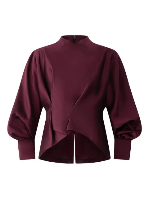 Shanghai Tang mock-neck balloon-sleeve top