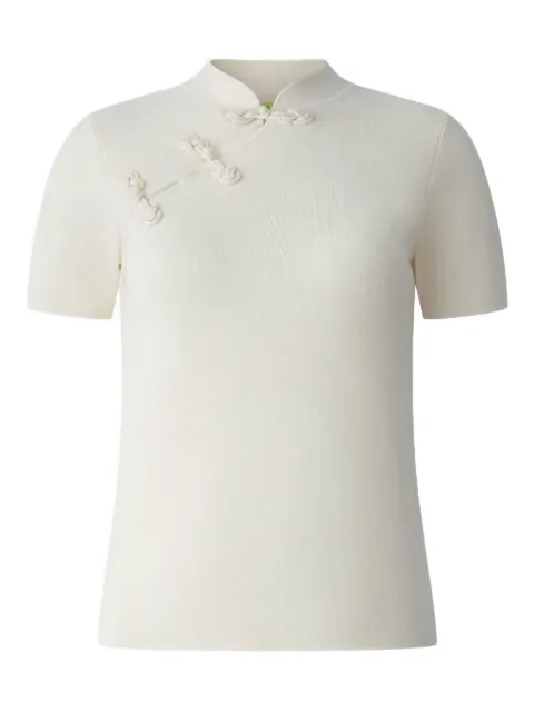 Shanghai Tang knotted-detail short-sleeve qipao top