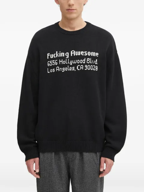 Fucking Awesome سويتر برقبة مستديرة وطبعة جرافيك