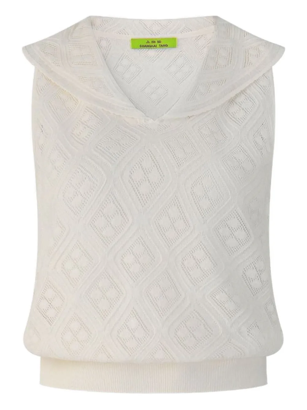 Shanghai Tang ribbed collared top | White | Image 1