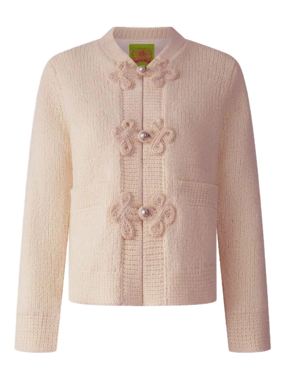 Shanghai Tang flower-embellished wool cardigan | Neutrals | Image 1