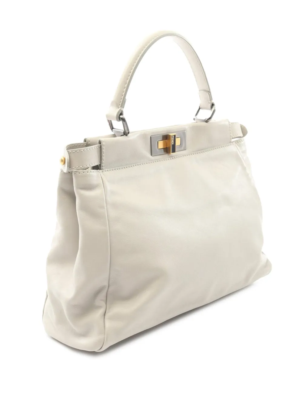 Pre-owned Fendi 2000-2010 Medium Calfskin Peekaboo Iconic Satchel In Gray