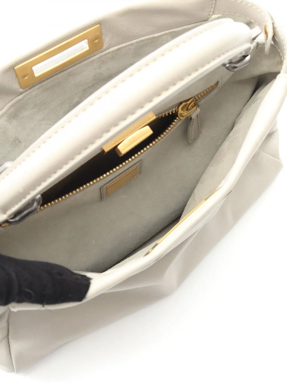 Pre-owned Fendi 2000-2010 Medium Calfskin Peekaboo Iconic Satchel In Gray
