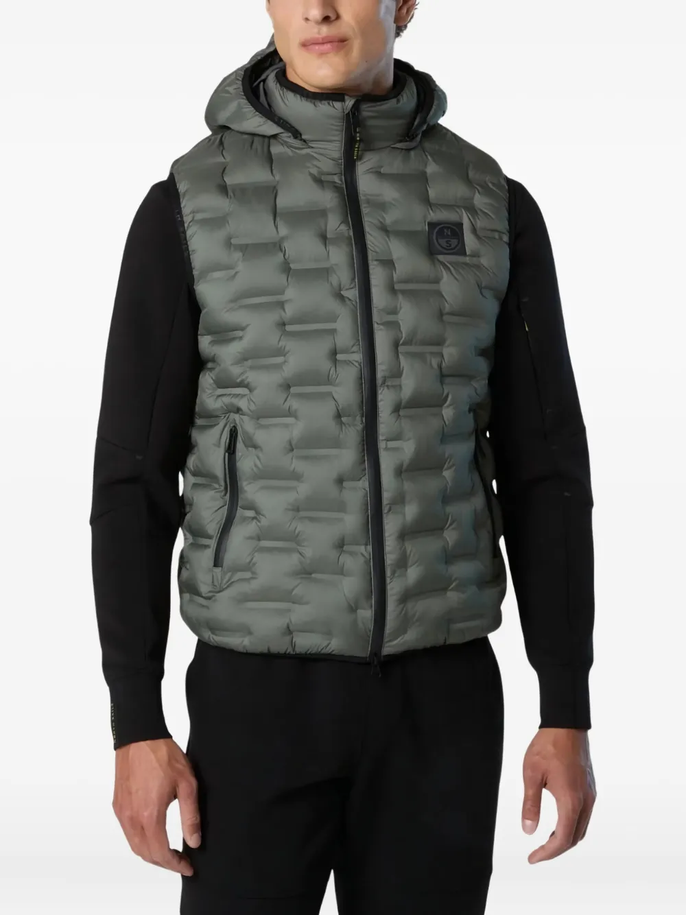 North Sails hooded quilted gilet | Grey | Image 1
