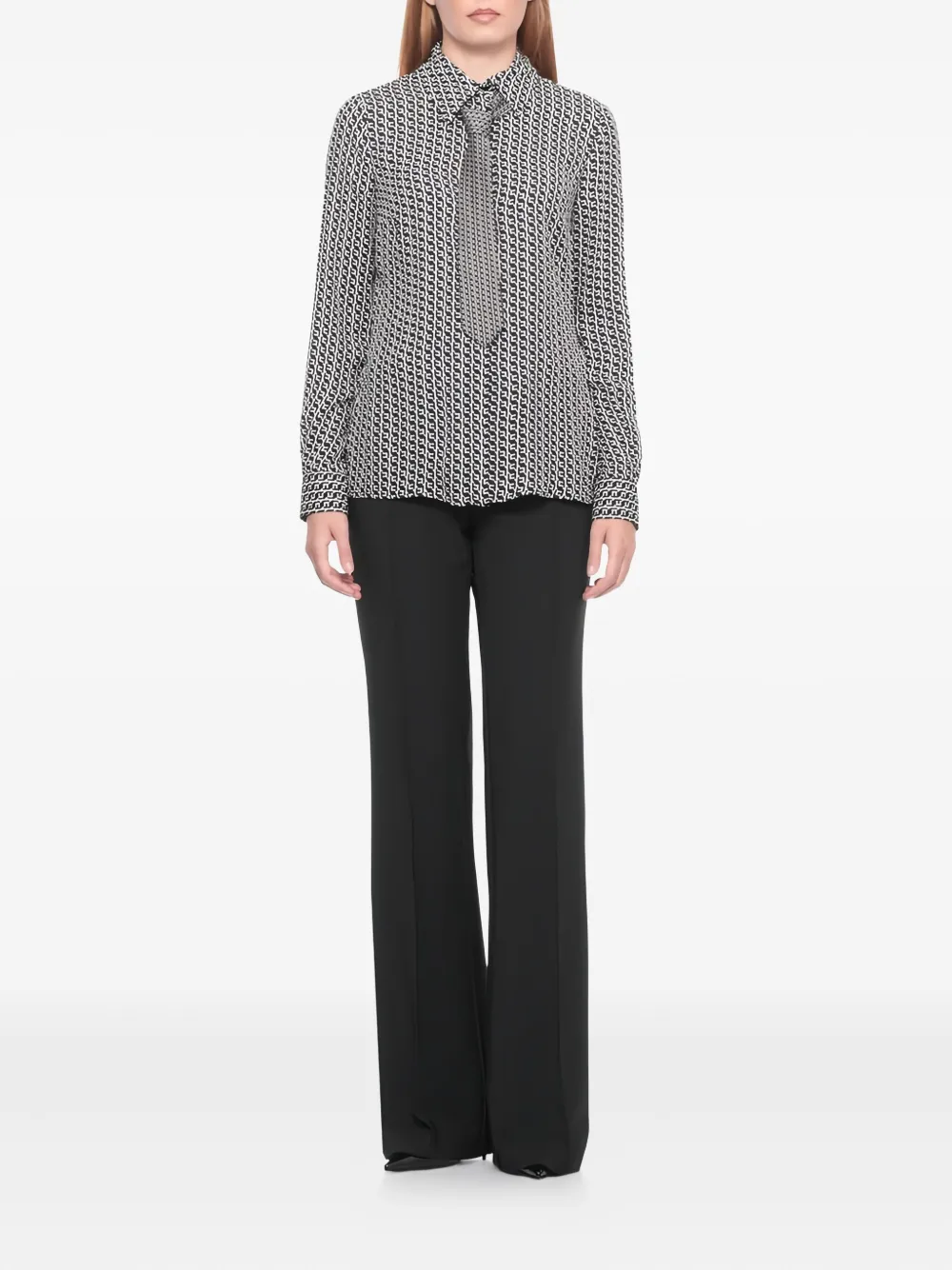 Elisabetta Franchi Gestrikte blouse met patroon - Wit