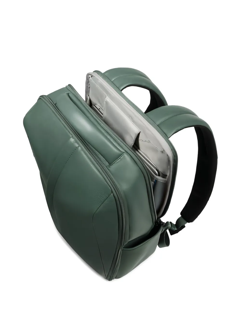 Piquadro Zip Leather Backpack In Green