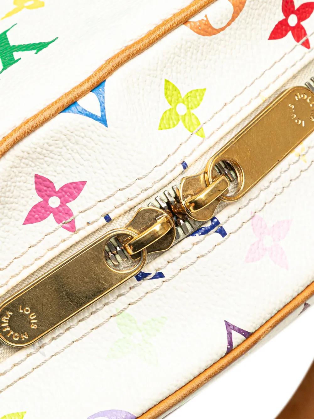 Pre-owned Louis Vuitton 2004 Monogram Multicolore Trouville Handbag In White