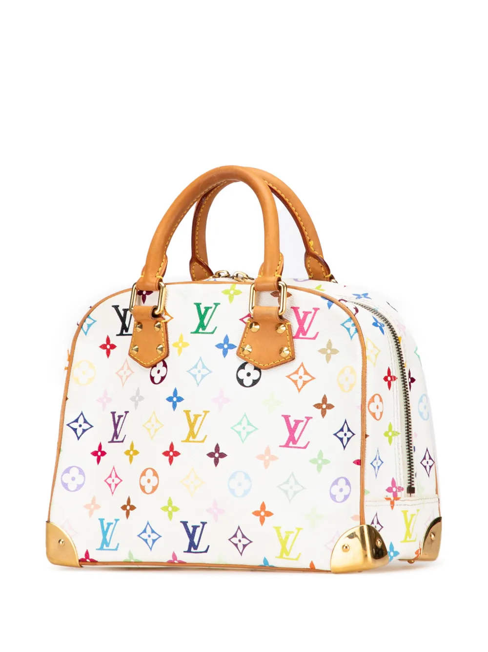 Pre-owned Louis Vuitton 2004 Monogram Multicolore Trouville Handbag In White