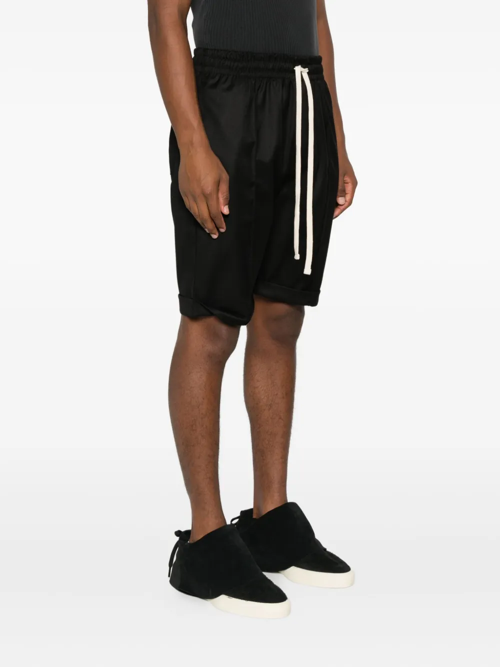 Hamza Elastic-waist Cuffed Shorts In Black
