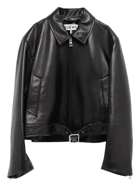 LOEWE belted leather jacket