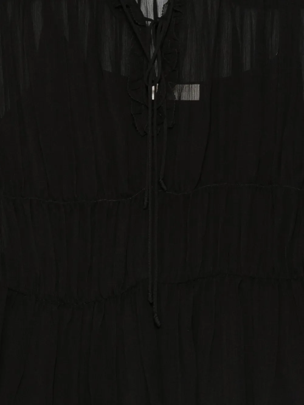 Ulla Johnson Blouse met ruches en gestrikte hals Zwart