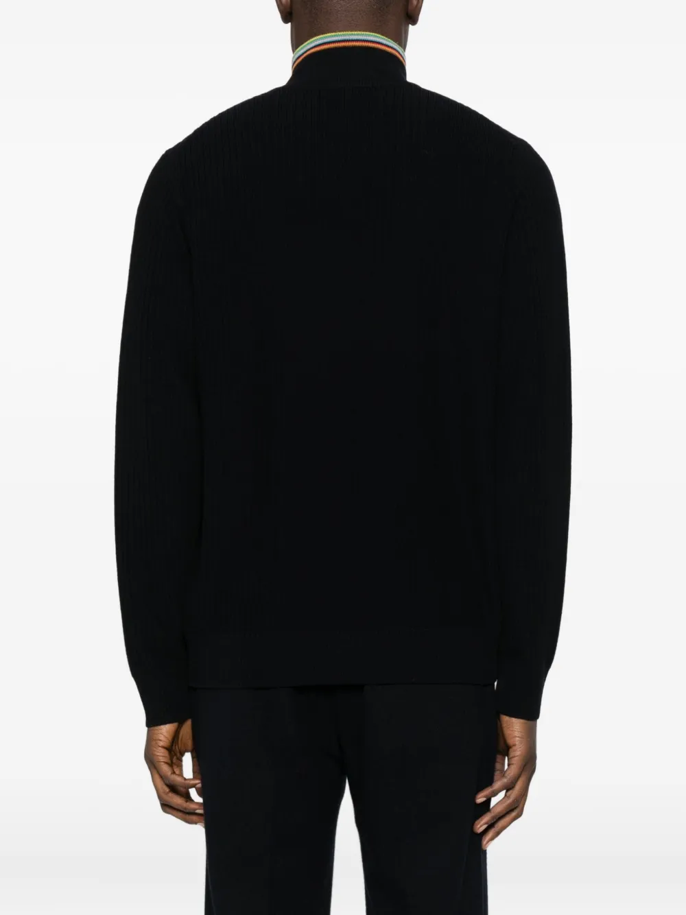 Paul Smith Ribbed Zip-neck Sweater In Black