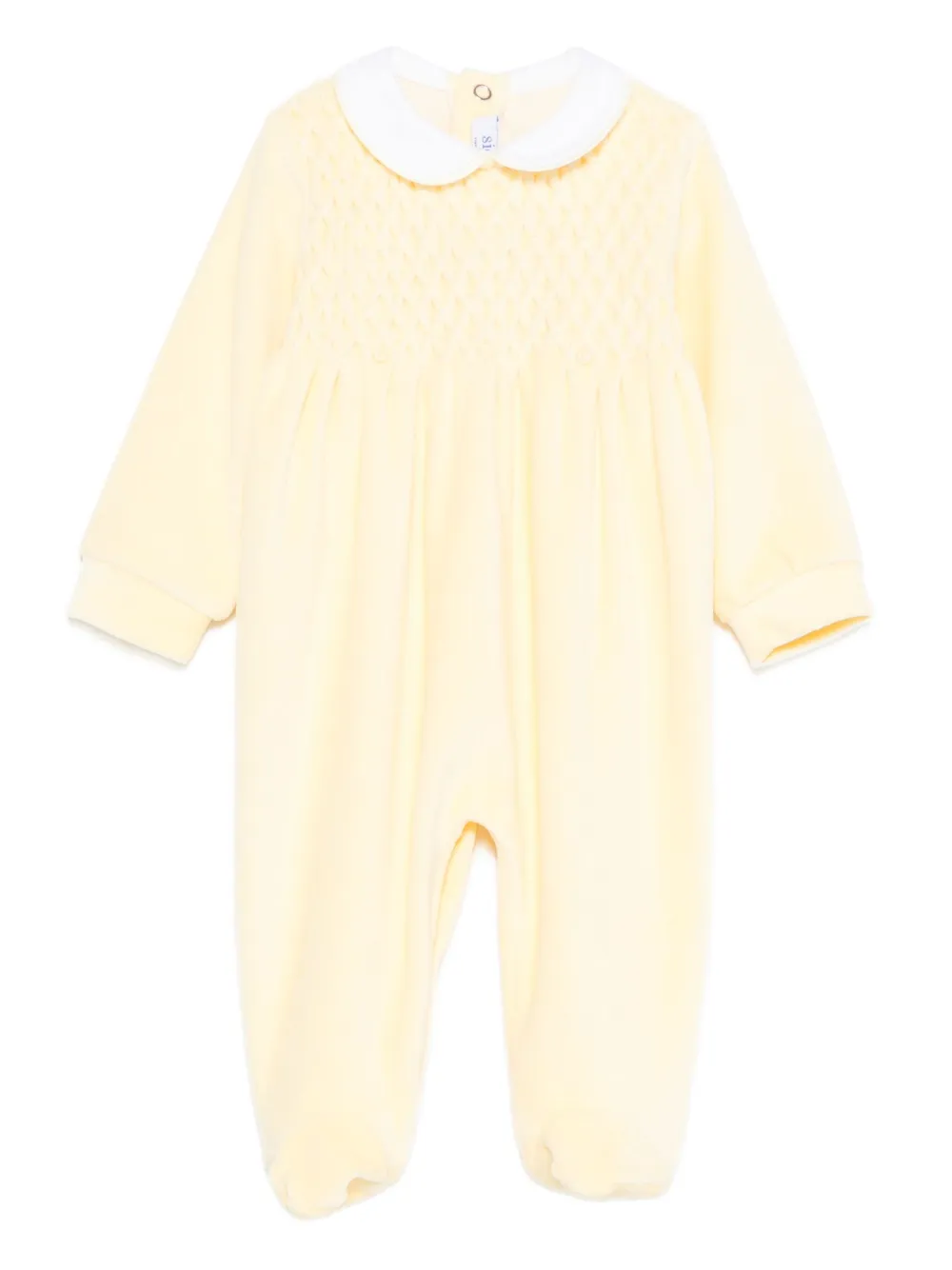 Siola Snap-button Smocked Babygrow In Yellow