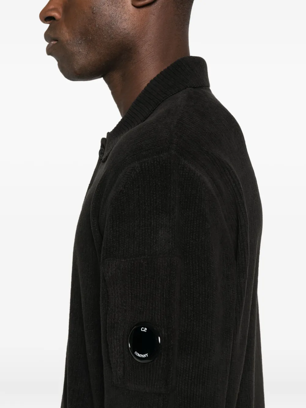 C.P. Company Geribbeld poloshirt Zwart