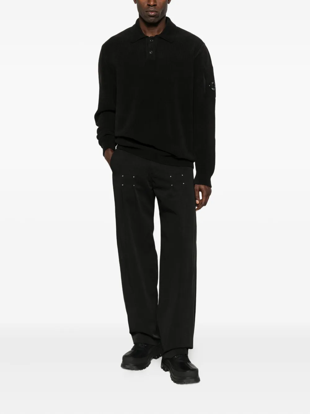 C.P. Company ribbed polo shirt - Zwart