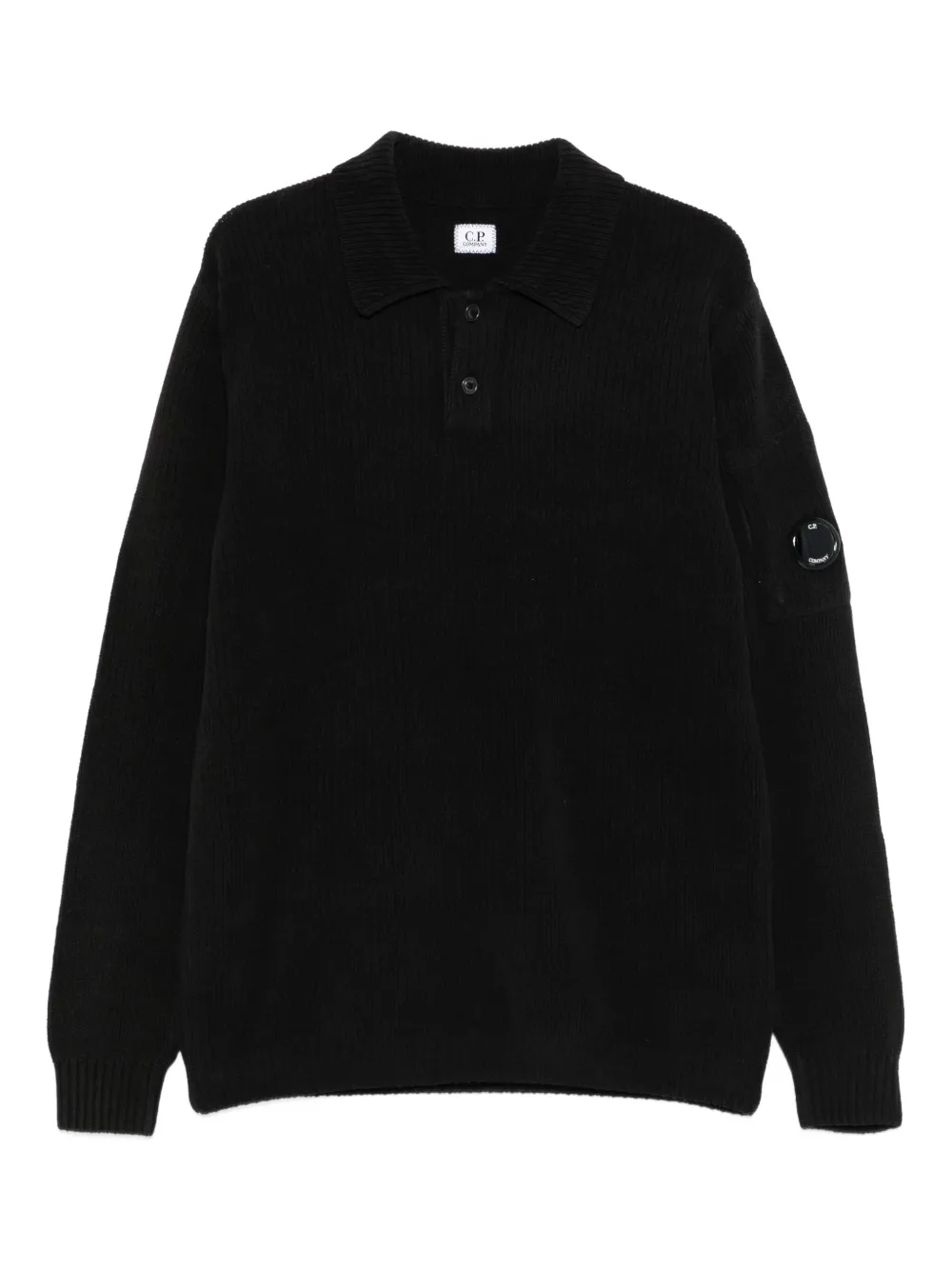 C.P. Company ribbed polo shirt | Black | Image 1