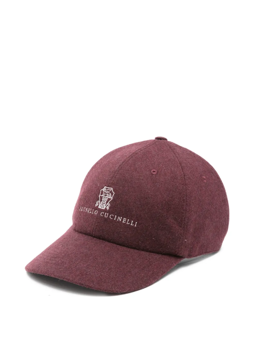 Brunello Cucinelli Logo-embroidered Wool Cap In Brown