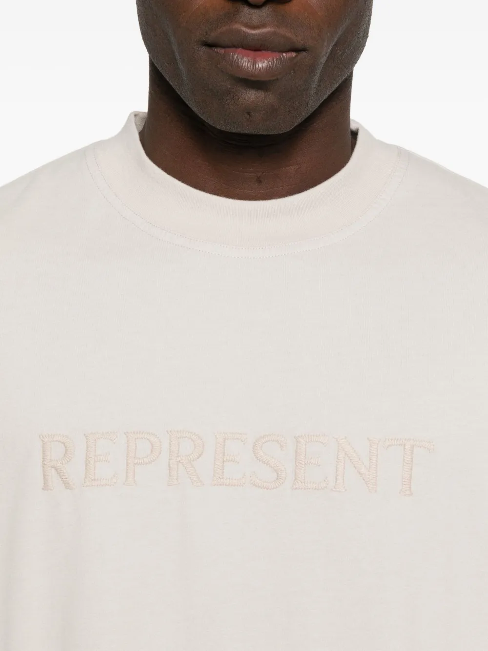 Represent Logo-embroidered T-shirt In Neutral