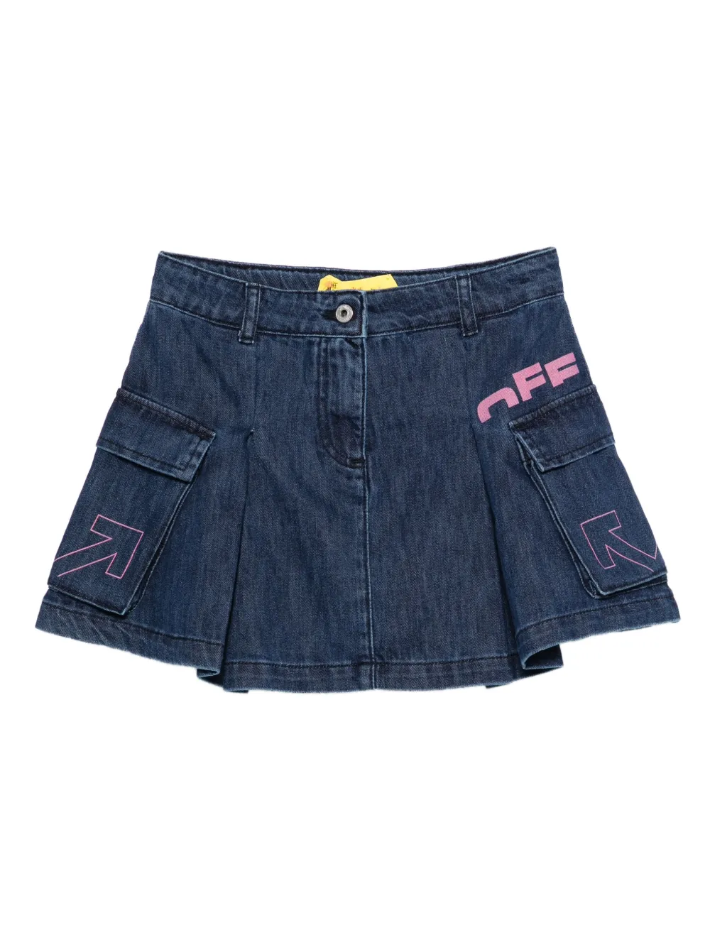 Off-White Kids pleated logo-print denim skirt | Blue | Image 1