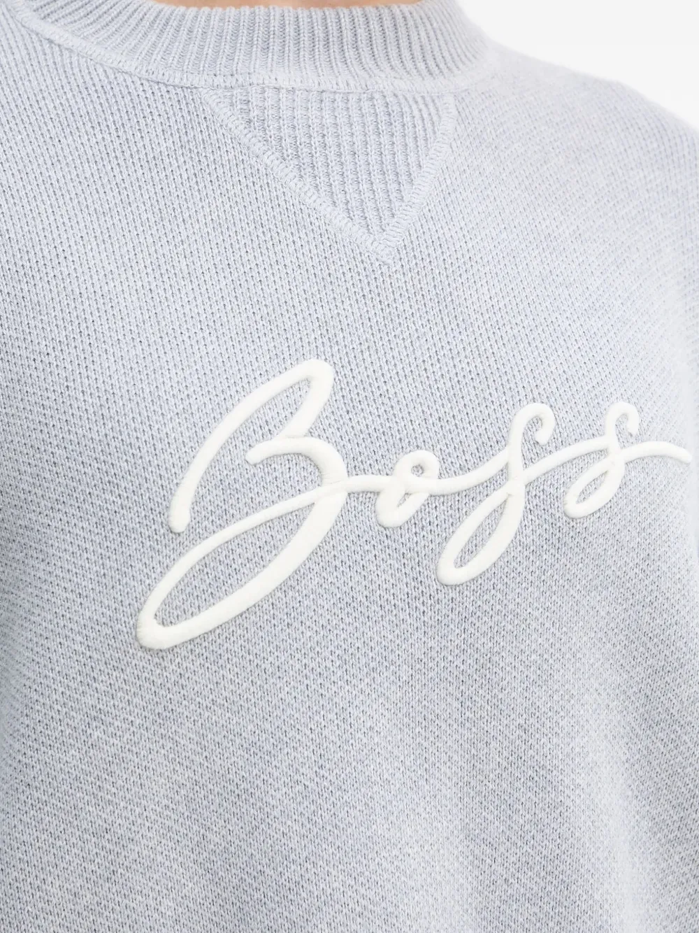 Hugo Boss Light Grey Logo Cropped Sweater In Gray