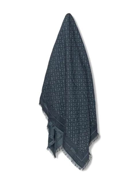 BOSS fringed patterned scarf