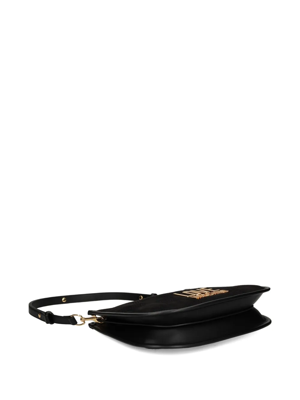 Love Moschino Logo-plaque Half-moon Shoulder Bag In Black
