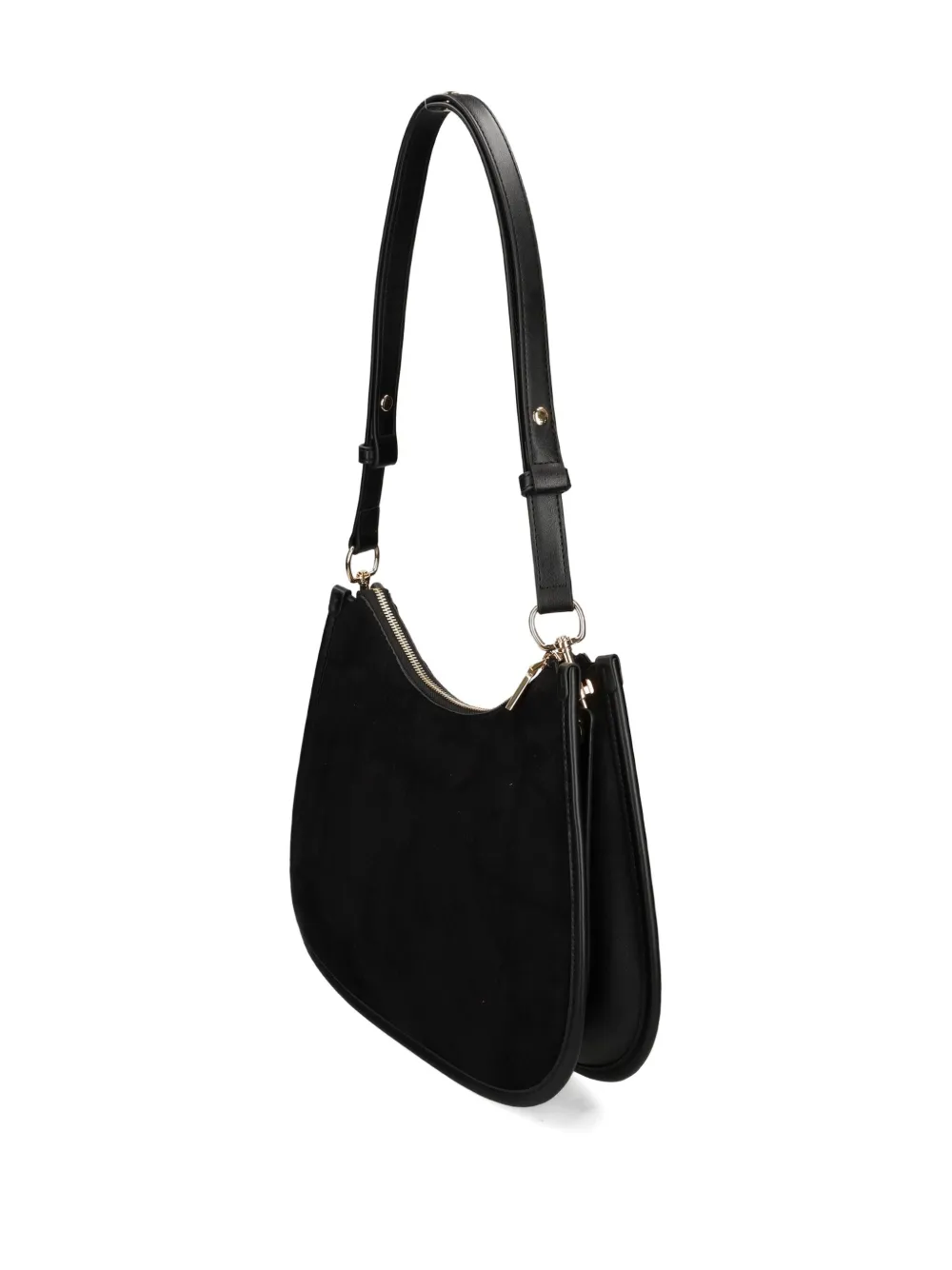 Love Moschino Logo-plaque Half-moon Shoulder Bag In Black