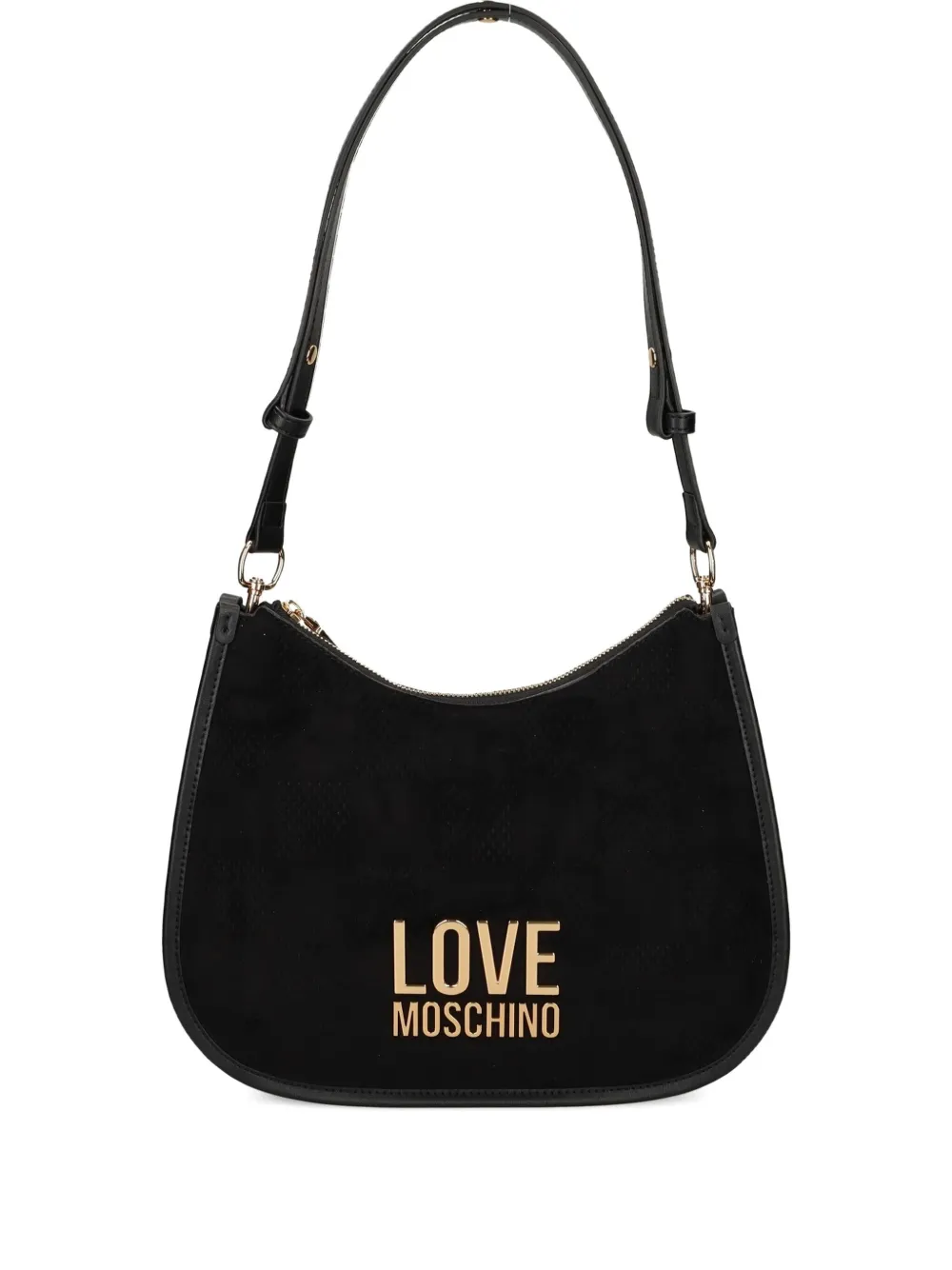 Love Moschino Logo-plaque Half-moon Shoulder Bag In Black