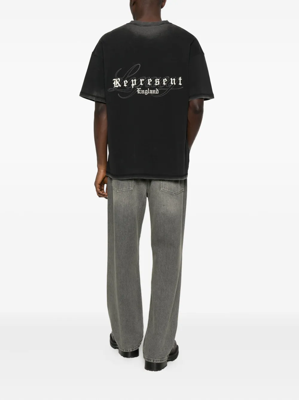 Represent embroidered-logo T-shirt - Zwart